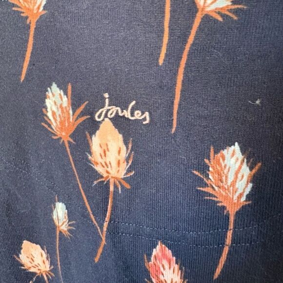Joules Jersey Top Size 10 Navy Harbour Print Floral Boat Neck Coastal Preppy - Picture 8 of 8